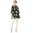 thumbnail image 2 of Mordenmiss Women's Button Down Shirt Polka Blouse Cotton Tunic Tops Black M, 2 of 3
