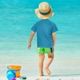 thumbnail image 4 of FORMRS Boys Rash Guard Short Sleeves Swim Shirt Quick Dry UPF 50+ Sun Protection, Sizes 3-12T, Orange Colorful Flowers, 4 of 6