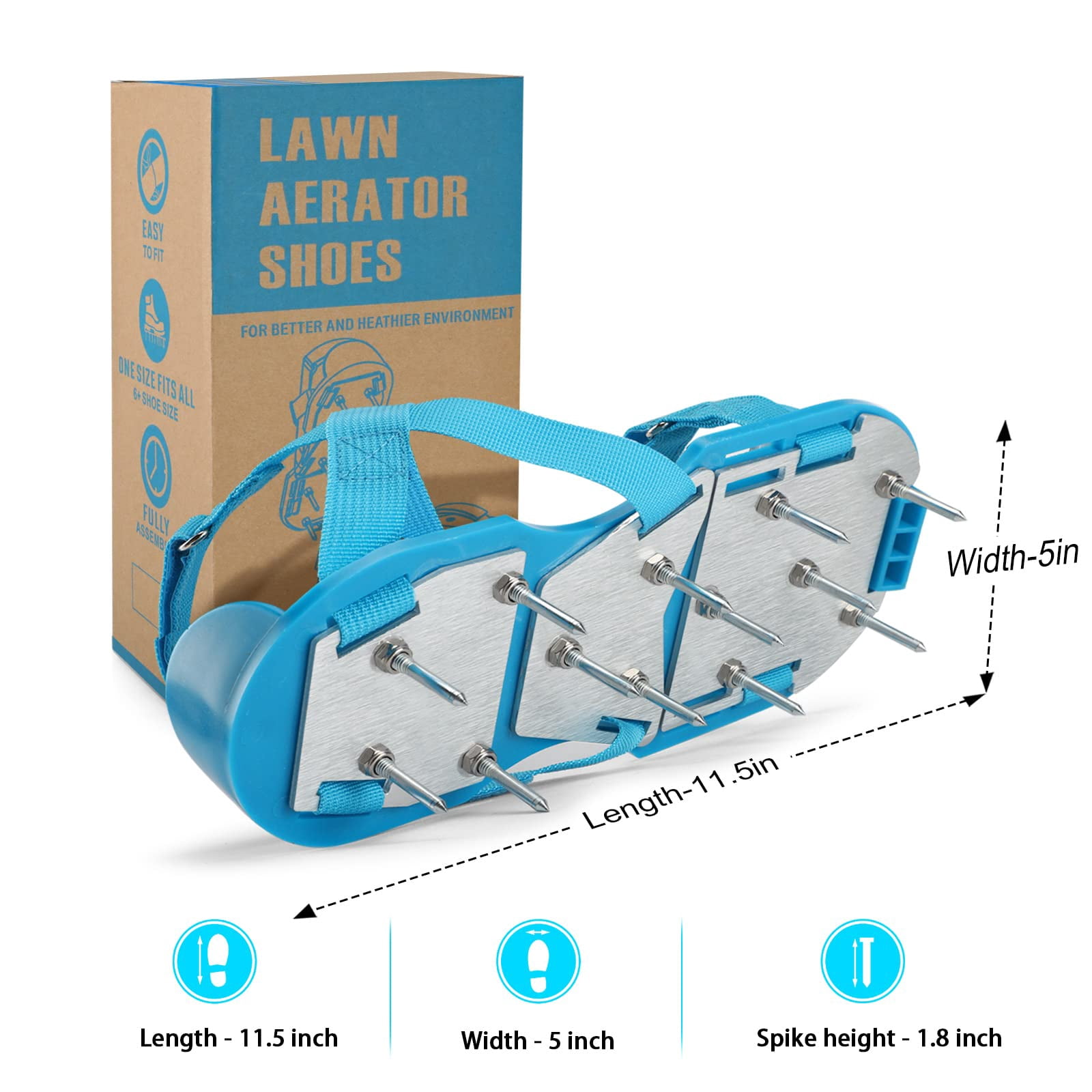 Lawn Aerator Shoes - Fully Assembled Soil Aeration Shoe Pair Yard Tool For Aerating Patio Garden Grass