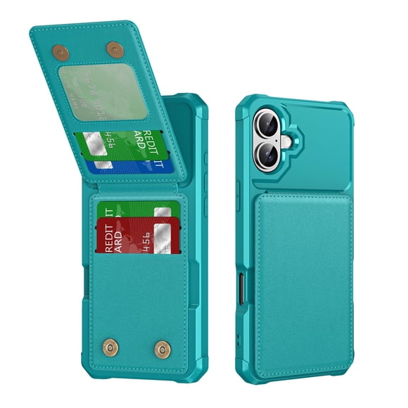 Funda de piel sintética Dteck para iPhone 16 de 6.1 pulgadas 2024, piel sintética, color verde