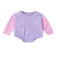 thumbnail image 1 of Baby Fall Romper Casual Long Sleeve Contrast Color Waffle Bodysuit, 1 of 8