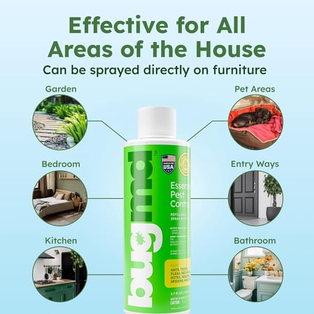 BugMD Ant Killer & Bug Spray - Roach and Cockroach Killer Indoor, Spider Spray for Home, Fly and Insect Defense, Natural, Safe with Essential Oils, Plant-Powered, Pest Control - Starter Kit