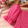 thumbnail image 6 of Girls Smocked Dresses Short Sleeve Princess Dreamy Dress Summer Casual Tunic Ruffle Swing Elegant Dresses, Hot Pink, 8 Years, 6 of 7