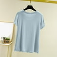 thumbnail image 4 of Antinious Womens Nightgowns Solid Short Sleeve Crew Neck Fashion Casual Soft Pajama Top,Holiday!Sleep Shirts for Women,Women Tops Casual,Light Blue,M, 4 of 5