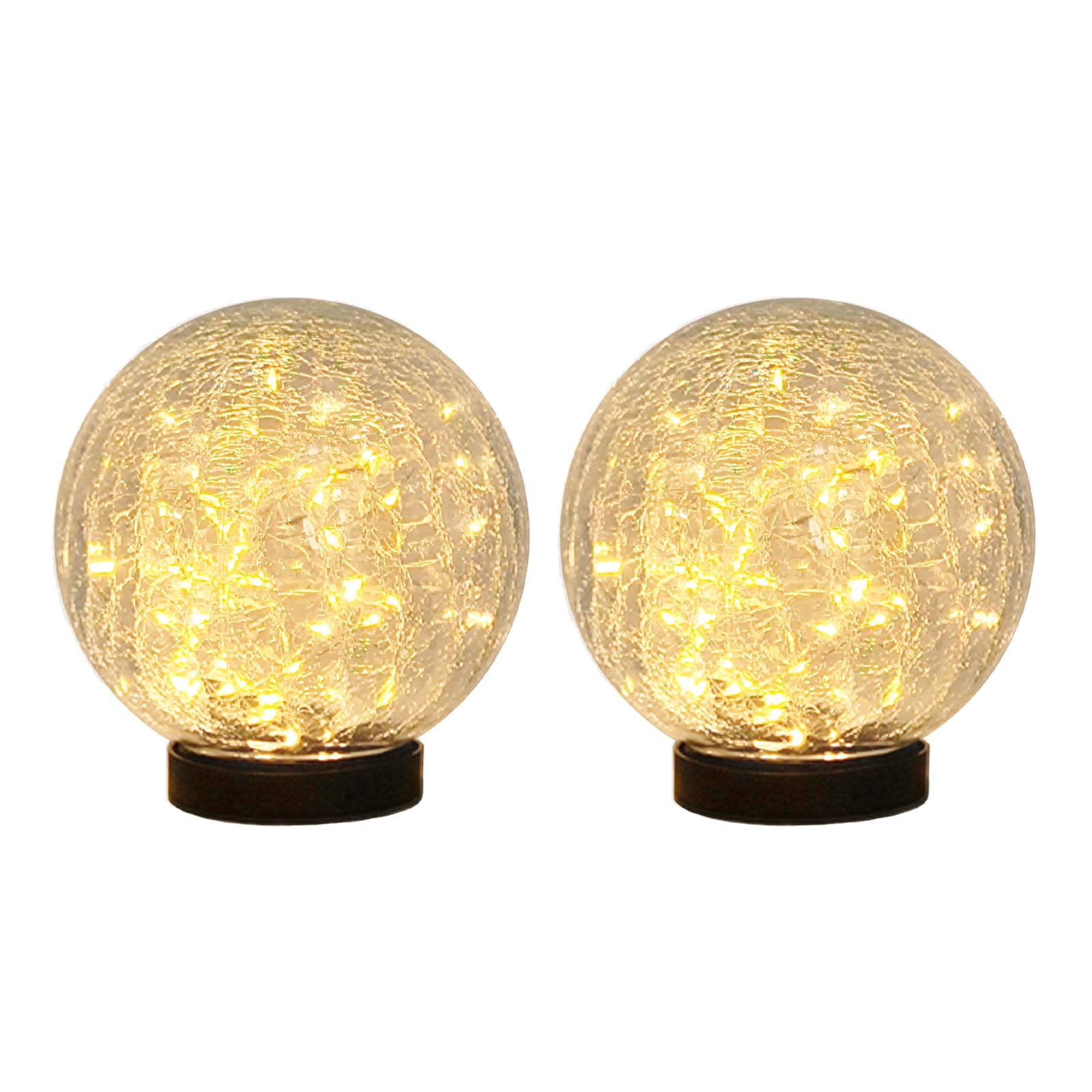 Garden Solar Ball Lights Outdoor Waterproof, 50 LED Cracked Glass Globe Solar Powered Ground Lights for Path Yard Patio Lawn - Solar Lights Outdoor, Christmas Decoration Landscape Warm White (2 Pack)