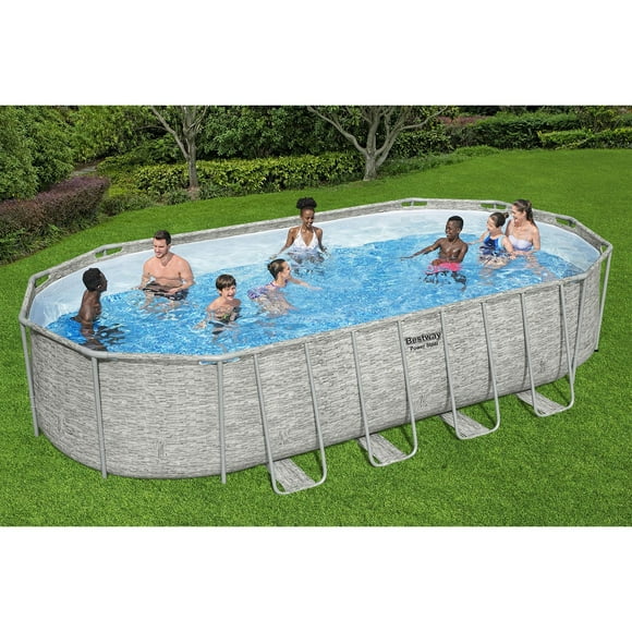 Bestway Power Steel Above Ground Pool Set, L 22’ x W 12’ x H 52"