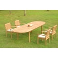 thumbnail image 6 of Grade-A Teak Dining Set: 4 Seater 5 Pc: 118" Oval Table And 4 Leveb Stacking Arm Chairs Outdoor Patio WholesaleTeak #51LV2605, 6 of 6