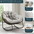 thumbnail image 5 of Outdoor Papasan Rocking Chair, Patio Oversized Wicker Egg Rocking Chair, Indoor & Outdoor Comfy Rocker Chair with Thick Cushion, Modern Lounge Chair for Front Porch, Garden, Backyard, Beige, 5 of 7