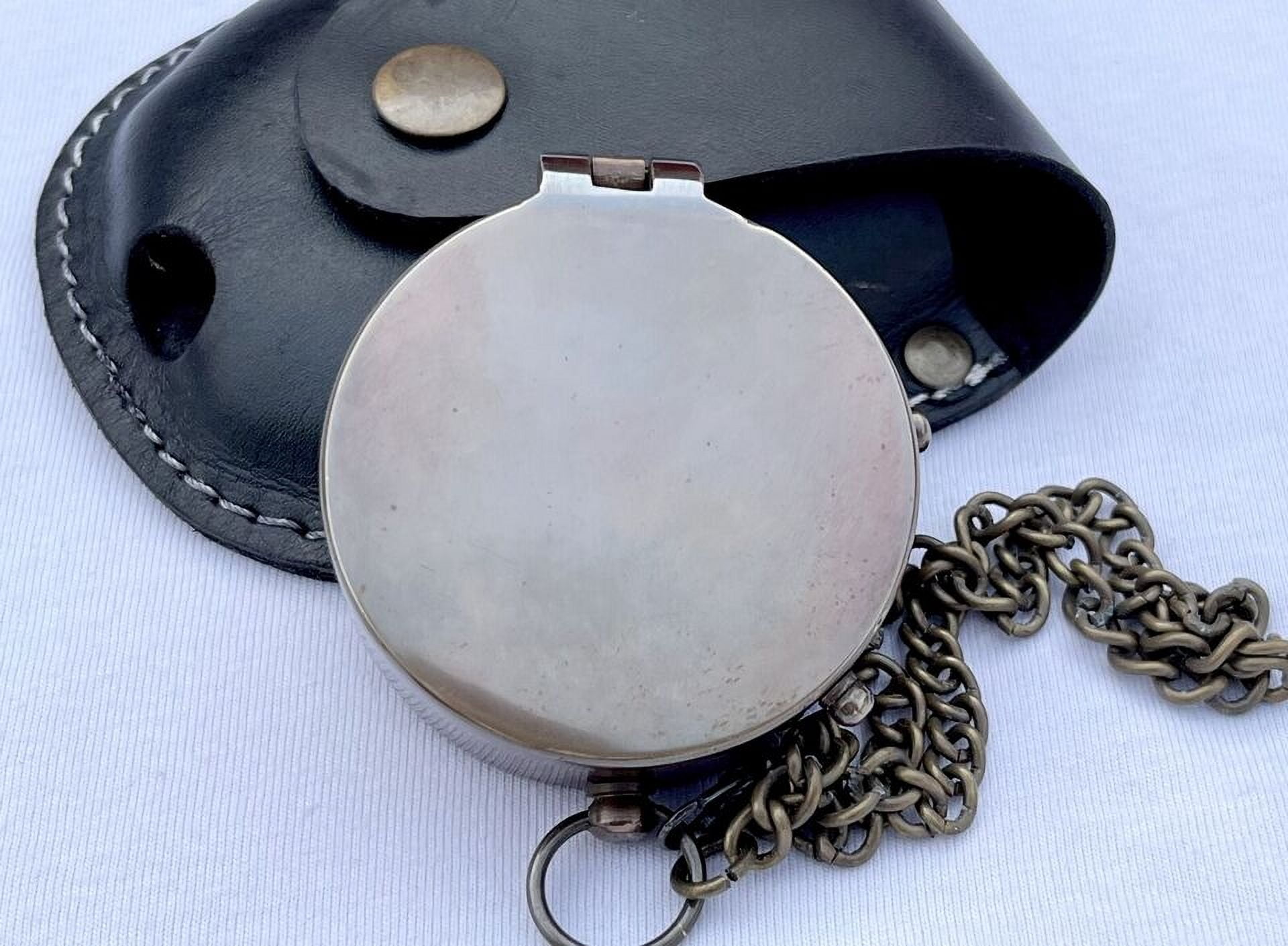 Go Confidently Brass Pocket Compass with Leather Case for Hiking Camping Compass
