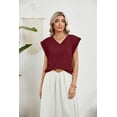 thumbnail image 6 of Summer New Women's V-neck Solid Color Raglan Sleeve Casual Vest T-shirt, 6 of 8