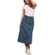 thumbnail image 2 of Faldas de mezclilla para mujer Inspire Chic, de cintura alta, en línea A, faldas de jean casuales con bolsillos, azul vintage XL, 2 of 6