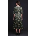 thumbnail image 2 of Bimba Cotton Gray Tribal Leaves Printed Short Sleeve Classic MidiÂ&nbsp;DressÂ&nbsp;With Pockets Asymmetrical ShiftÂ&nbsp;Dress-Large, 2 of 5