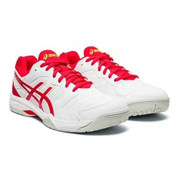 asics geldedicate 6 women's tennis shoes, white/laser pink, 8 m us