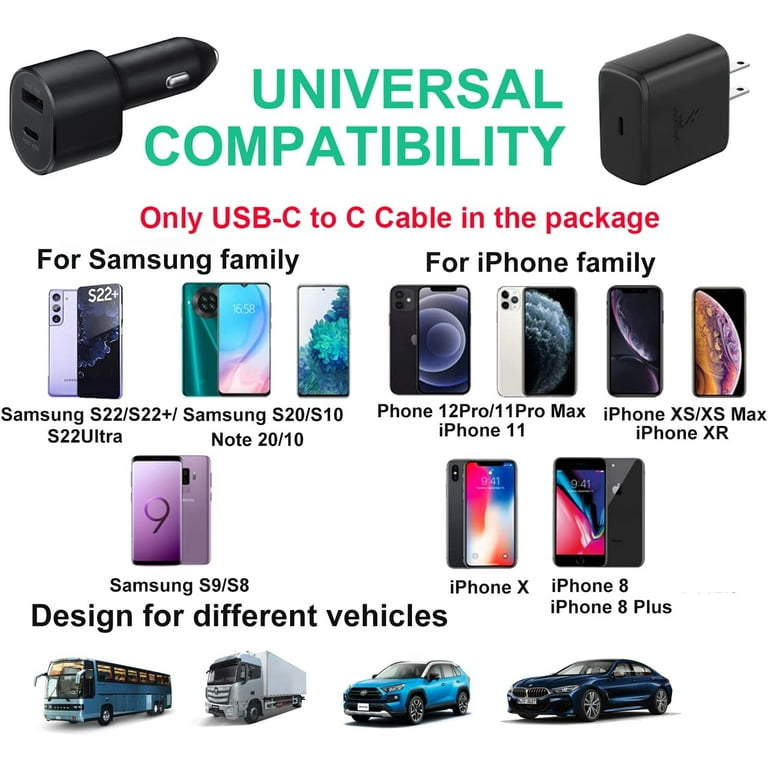 Phone Charger Samsung Galaxy S10 Car Charger Charging Cable