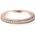 thumbnail image 1 of 1/10ct Lab Grown Diamond Stackable Milgrain Wedding Anniversary Ring 14K Rose, 1 of 1