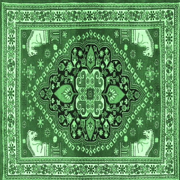 Ahgly Company Indoor Square Persian Emerald Green Traditional Area Rugs, 5' Square