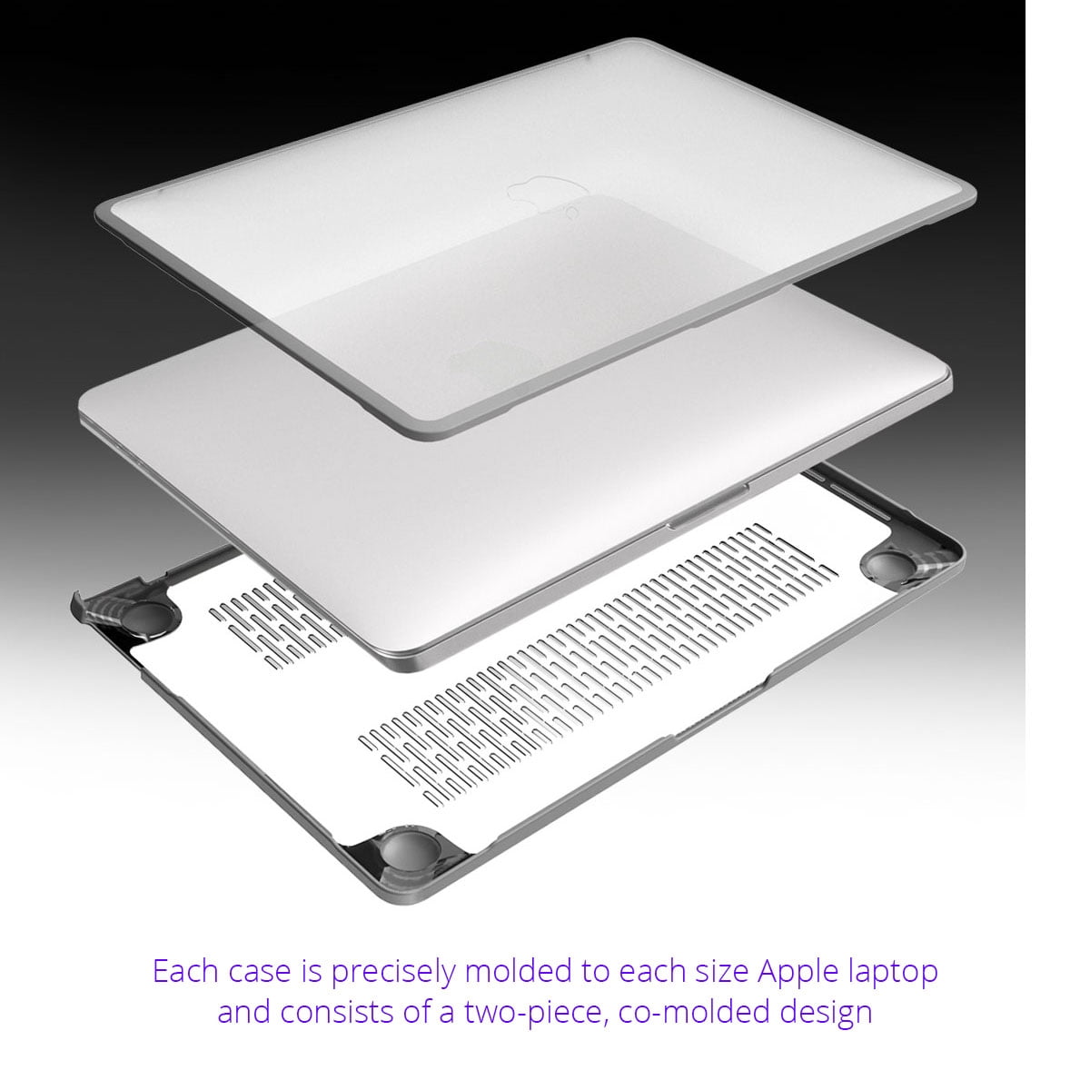 MacCase Hard-Shell/ Soft Edge Polycarbonate + TPU  Laptop Case for MacBook Air 13.6 M2/M3/M4/M5 (A3414, A2681, A3113, A3240) Clear, 2-Piece