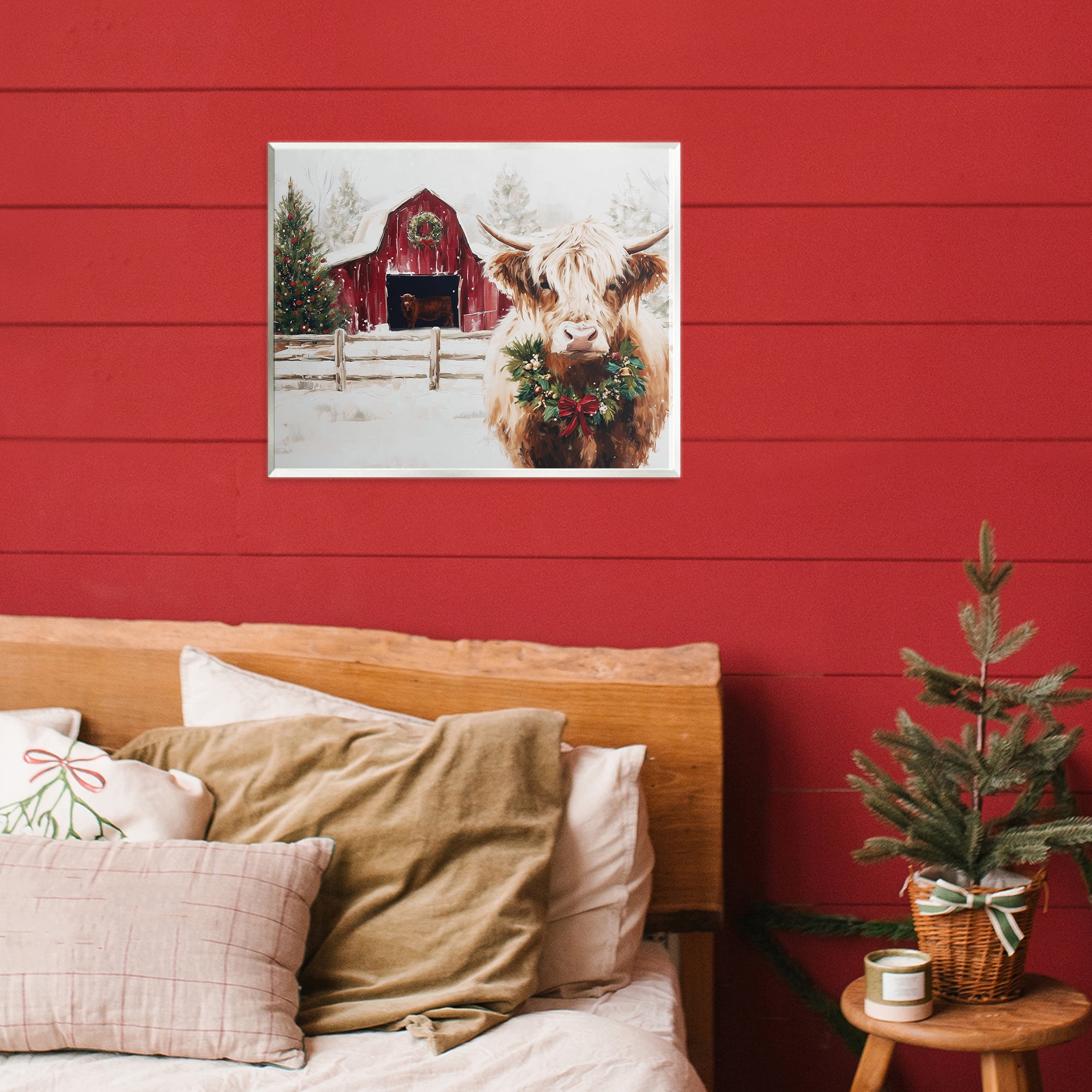 Stupell Industries Snowy Farm Scene Cattle Wall Plaque Art, design by Acorn & Ivory Designs