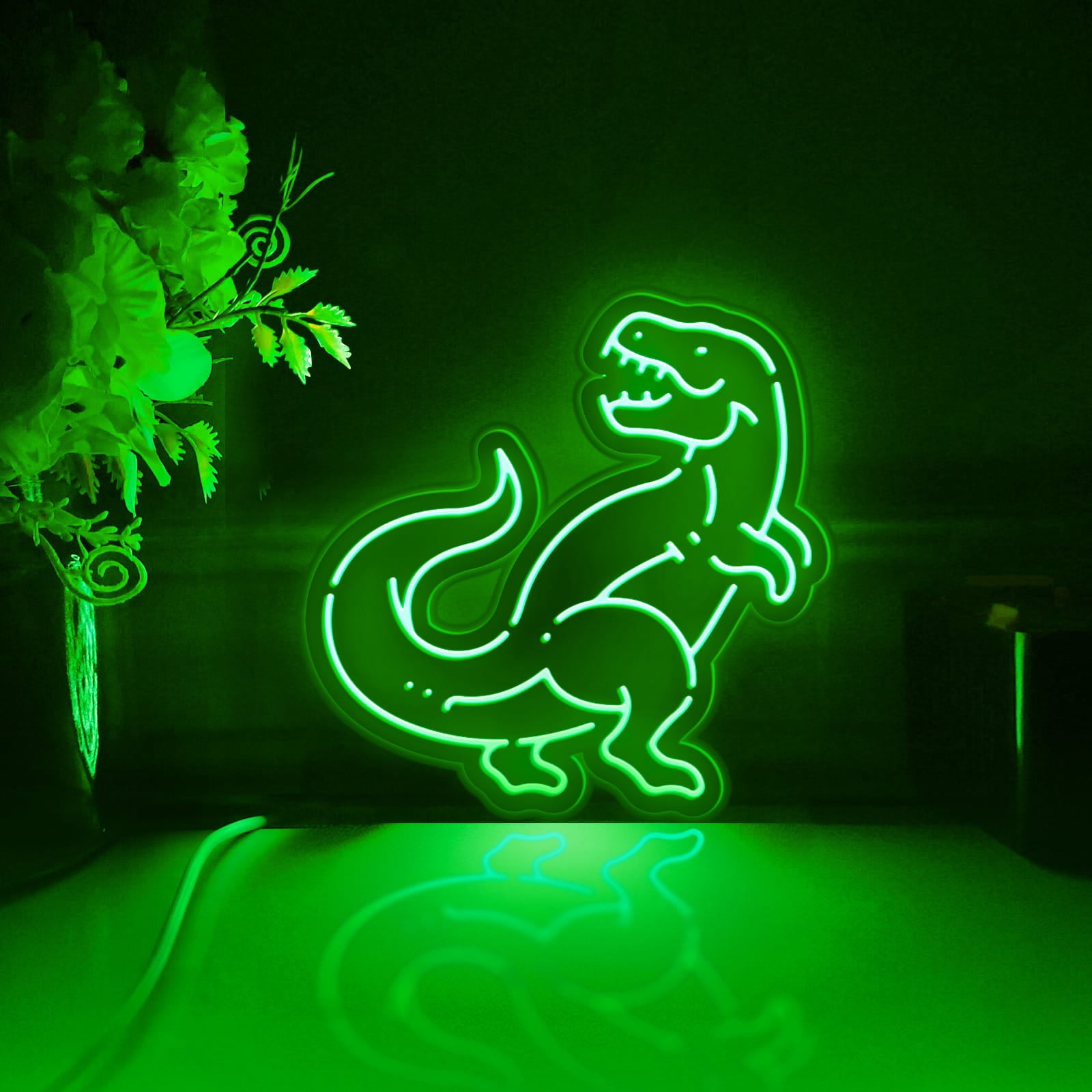 Dinosaur Led Light Box, Dimmable Neon-Like Light Signs USB Power for Wall Decor Bedroom Decoration, Color Flow Effect (WxH) 11"x11"