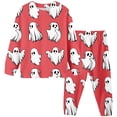 thumbnail image 2 of REDARER Crew Neck Long Sleeve 2 Piece Kids Pajama Set Classic Cartoon Ghost Print Soft Comfort Sleep Loungewear for Halloween Trick or Treat Fall Daily Home Casual Outfit,5Y, 2 of 4