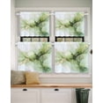 thumbnail image 2 of Sage Green Marble Short Blackout Curtains 30Inch Long Green Ombre Artwork Rod Pocket Kitchen Curtains, 2 Panels Thermal Insulated Room Darkening Drapes for Bedroom, 30"W x 30"L, 2 of 5