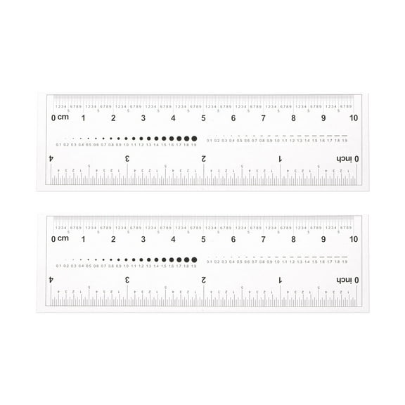 Flexible Ruler 4 Inch 0.1mm Scale PET Plastic Covered Thickened Film Straight Ruler, 2 Pieces