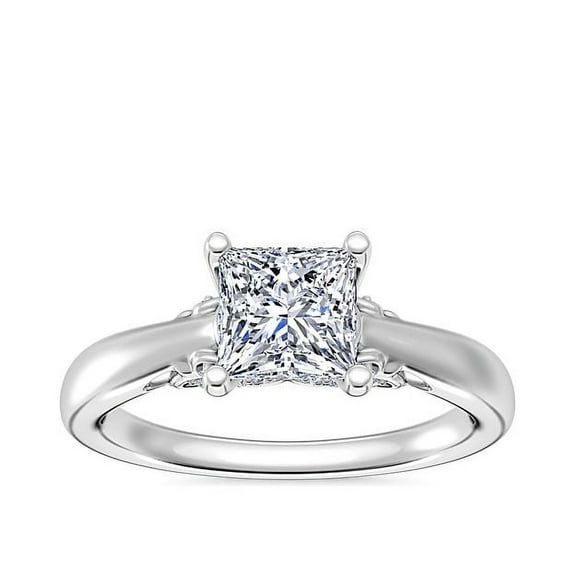 1.20 Ct Excellent Princess Cut Natural Diamond Wonderful Solitaire Wedding Ring for Bride Solid 14K White Gold Size 7