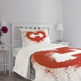 thumbnail image 5 of Ambesonne Fitness Quilted Bedspread Set 2 Pcs, Red Heart Dumbbell Art, Twin Size, Red and White, 5 of 6