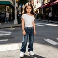 thumbnail image 4 of Girls'French Polka Dot Off-The-Shoulder Short Sleeve T-Shirt for Ages 8-15,Trendy Back To School Outfit for Girls, 4 of 4
