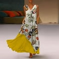 thumbnail image 2 of PENGXIANG Robe Blanche Grande Taille Femme Vintage Col en V Imprimé Floral Sans Manches Robe Maxi, 2 of 5