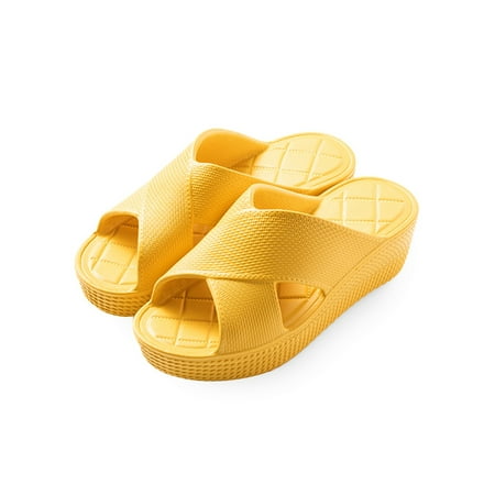 

Colisha Women Beach Shoe Slip On Sandals Wedge Slides Street Lightweight Casual Shoes Summer Slippers Yellow 6.5