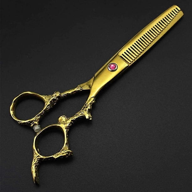 Tijeras de peluquería 440C de acero inoxidable, juego doble para cortar y entresacar con mango cómodo.