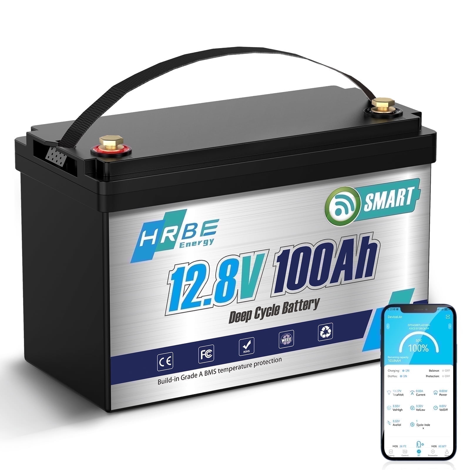 2PACK 12V 100Ah LiFePO4 Battery with Charger,100A BMS,for Trolling