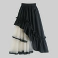 thumbnail image 2 of vigerkar Womens Elastic Waist Irregular Ruffle Long Skirt High Waisted Flowy Pleated A-Line Skirt Midi Skirts White, One Size, 2 of 4