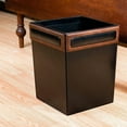 thumbnail image 2 of Walnut & Leather Waste Basket, 2 of 2