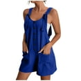 thumbnail image 1 of Combinaison pour Femmes, une-Pièce Décontractée Sans Manches à Encolure Carrée, Jambe Grand Courte, avec Boutons devant, Tissu en Polyester, pour Fête d'Anniversaire d'Été Ou Usage Quotidien, 1 of 4