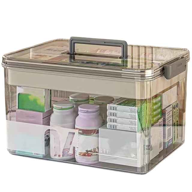 Kit Primeros Auxilios Portátil Inicio Caja Almacenamiento para Comestibles Medicamentos Multifuncionales Baban A Gran Capacidad Con Fácil Agarre Transparente Múltiples