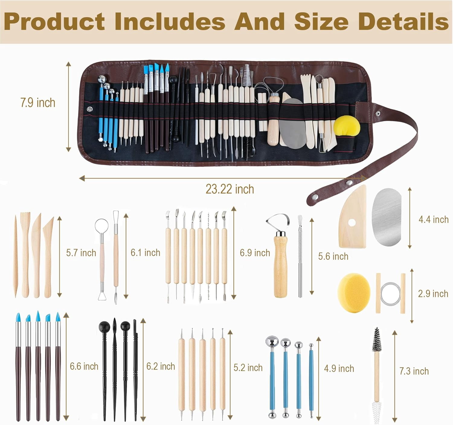 CeeVian Clay Tool Kit 40 PCS Sculpting Tools Pottery for DIY Handcraft Modeling Carving Set Beginners and Professional Art Crafts