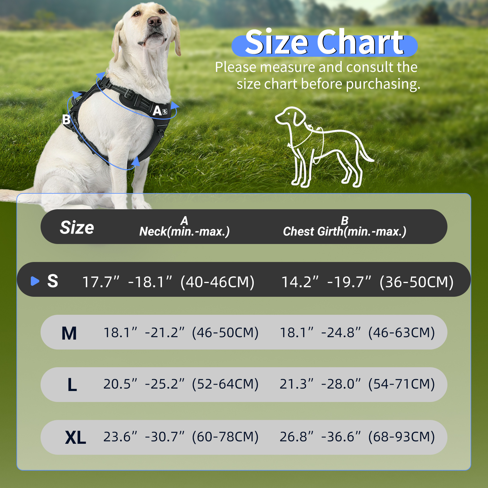 NOYAFA No Pull Dog Harness for Large Dogs,No Choke Dog Harness with Handle, Adjustable Reflective Soft Padded Pet Harness for Training, Walking