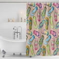 thumbnail image 3 of Summer Slippers Shower Curtain, Waterproof Shower Curtains for Bathroom, Watercolor Flip Flops Ocean Beach Light Brown Washable Fabric Bathtub Curtain Set Bath Decor with 12 Hooks Standard 72"x72", 3 of 8