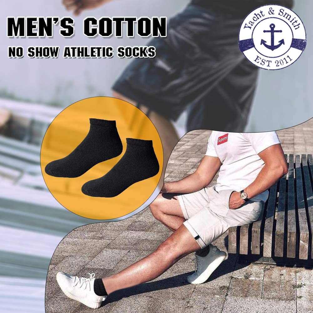 Yacht & Smith Mens Cotton Ankle Socks, Low Cut No Show Athletic Socks (12 Pack E No Show)