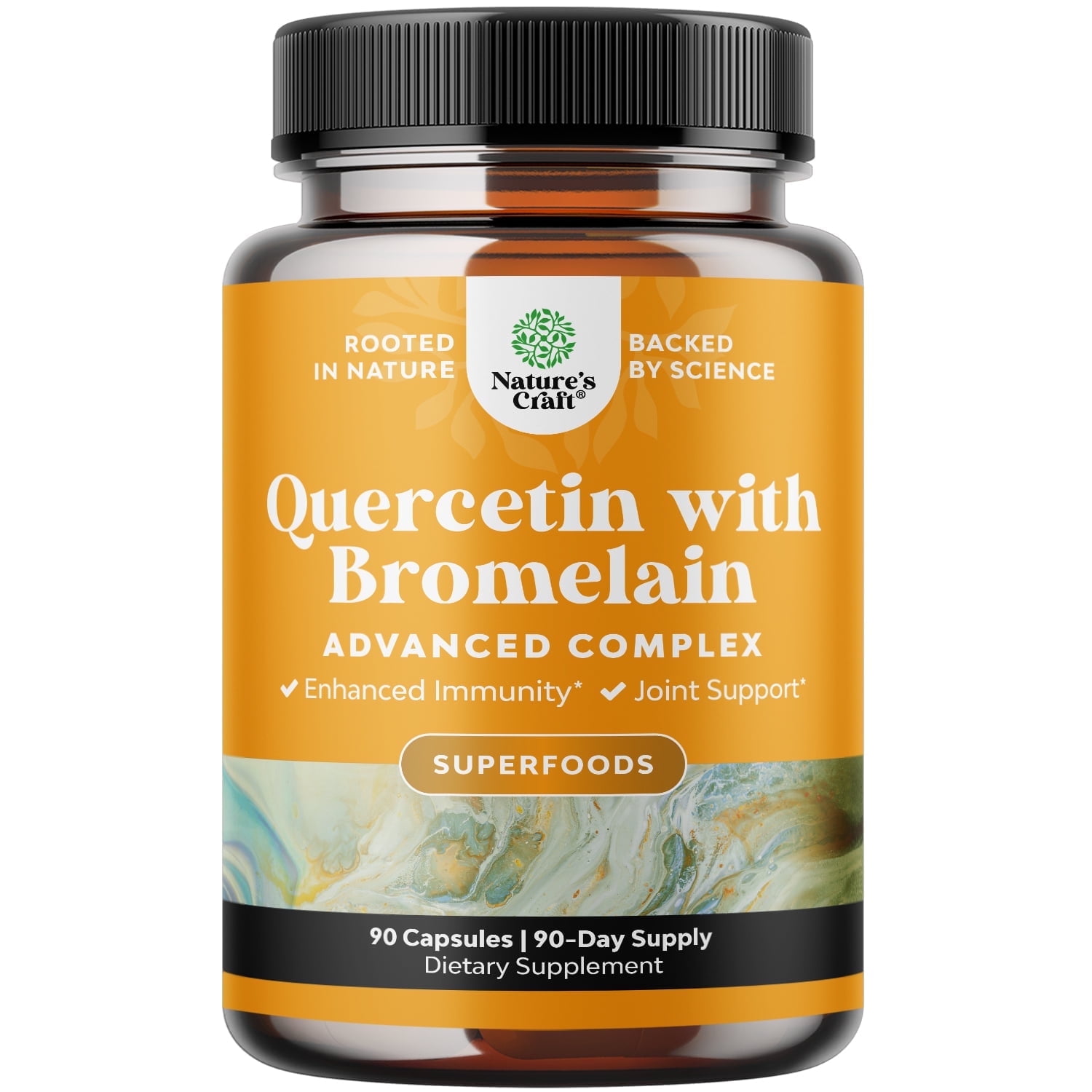 Natures Craft Pure Quercetin 500mg with Bromelain 100mg Capsules, Joint and Immune Support Supplement, 90 Count