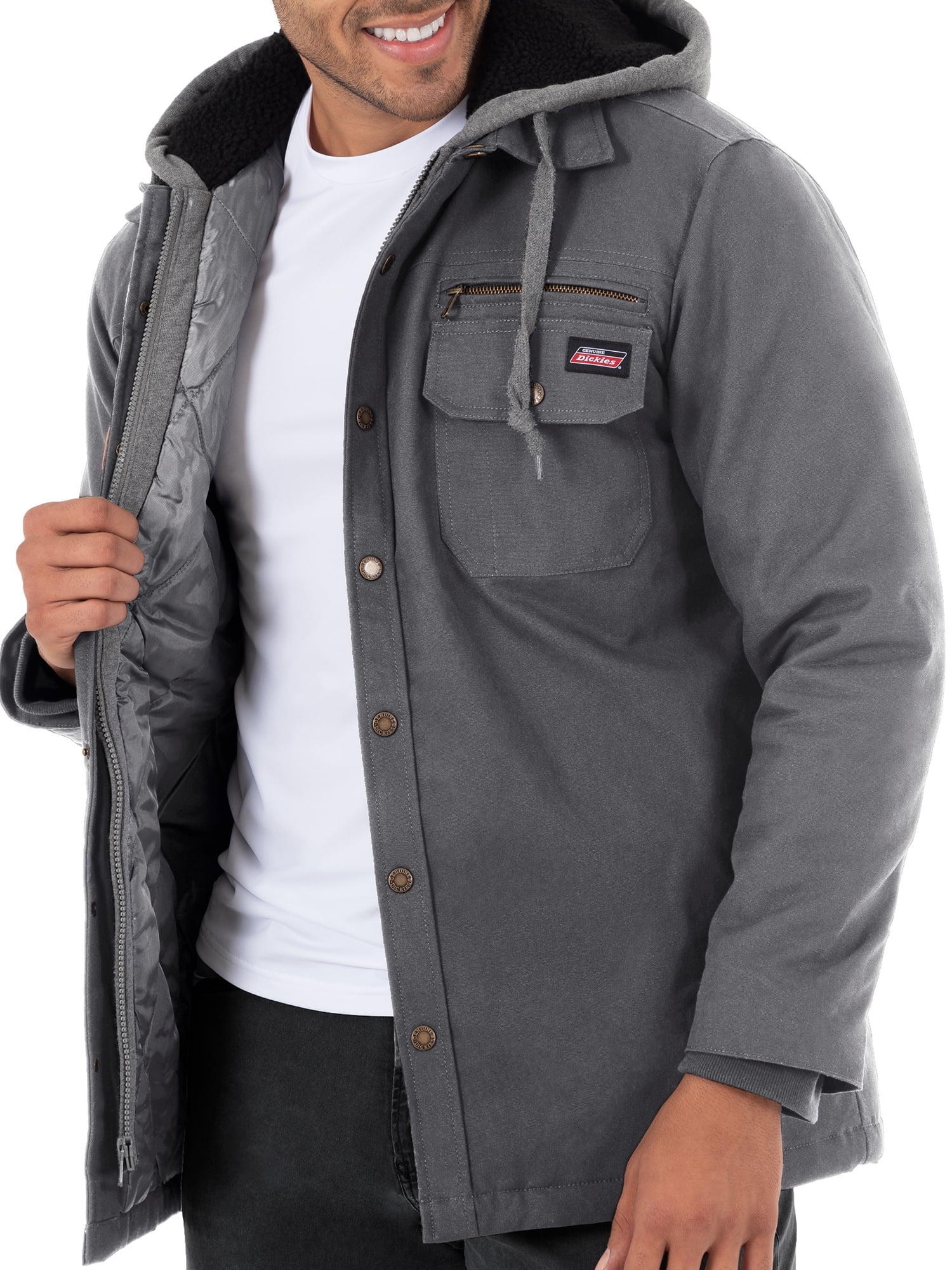 hooded canvas shirt jacket