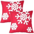 thumbnail image 1 of Fundas de almohada decorativas de algodón con diseño de copos de nieve cuadrados y suaves, de 18 x 18 pulgadas, para el hogar, la cama, el sofá o el coche (1 par), 1 of 7