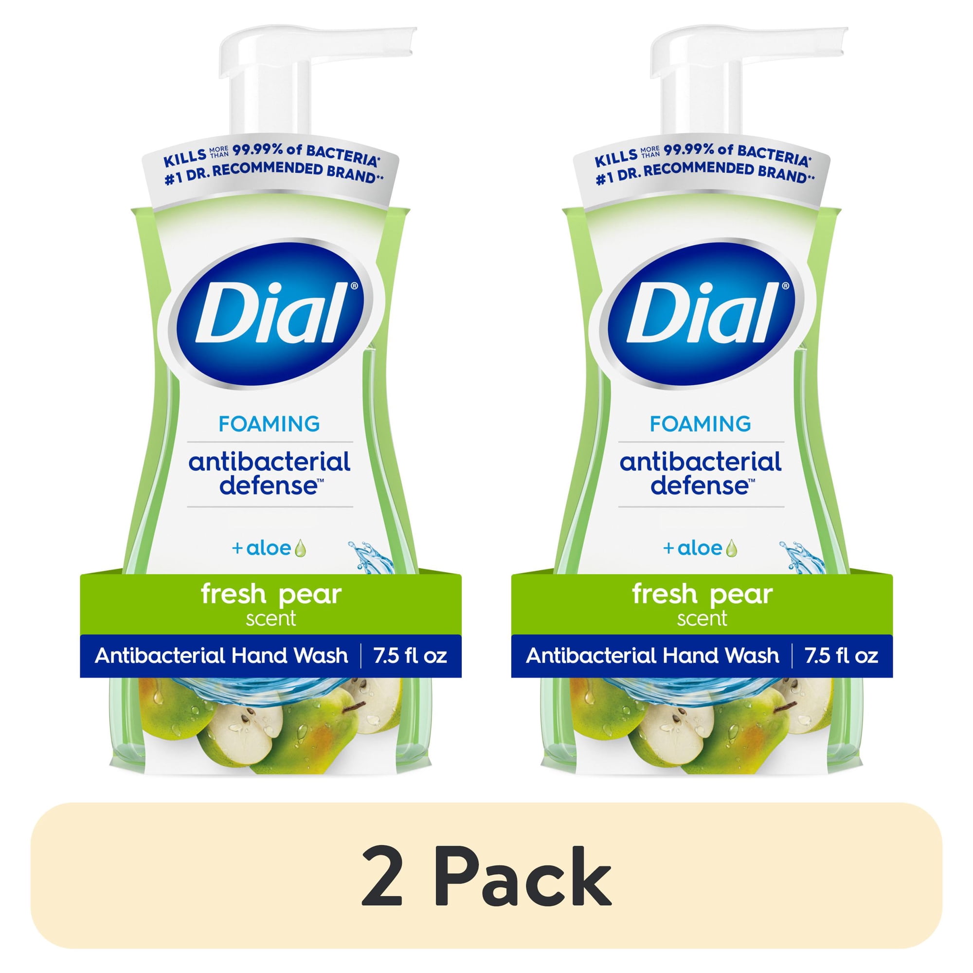 (2 pack) Dial Antibacterial Defense Fresh Pear Scent Foaming Hand Soap, 7.5 fl oz