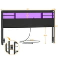 thumbnail image 6 of Aheaplus Headboard for Queen Size Bed with Storage, Headboards with LED Light, Power Outlets, USB Ports Twin Size Head Board, Wood headboard Only Sturdy and Stable Headboards, Modern, Black, 6 of 7
