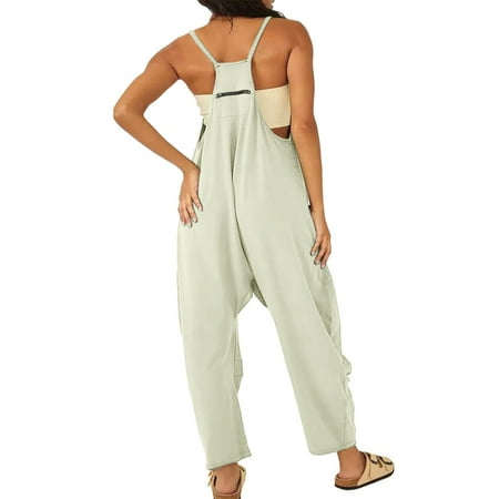 MITCOWBOY Body Suit  Women s Casual Sleeveless Jumpsuits V Neck Spaghetti Strap Overalls Long Pants Romper with Two Pockets  Long Sleeve Bodysuit  Overalls Women  Beige Xl (clearance)