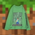 thumbnail image 7 of Minecraft Boy's T-Shirt 3-Pack - Casual, Long Sleeve, Soft Cotton Gaming Tees for Kids - Steve, Creeper, Zombie, Skeleton Graphic Print (Sizes 4-16), 7 of 7