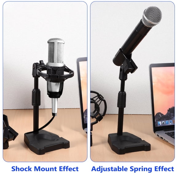 RENACLIPY Adjustable Mic Stand Desk Mount Holder with Stable Base for Home Studio Recording and Podcasting