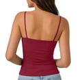 thumbnail image 5 of Spaghetti Strap Tank Tops for Women Adjustable Straps Double Lined Camisole Tops Trendy Square Neck Sleeveless Tops Summer ,M,Wine, 5 of 6
